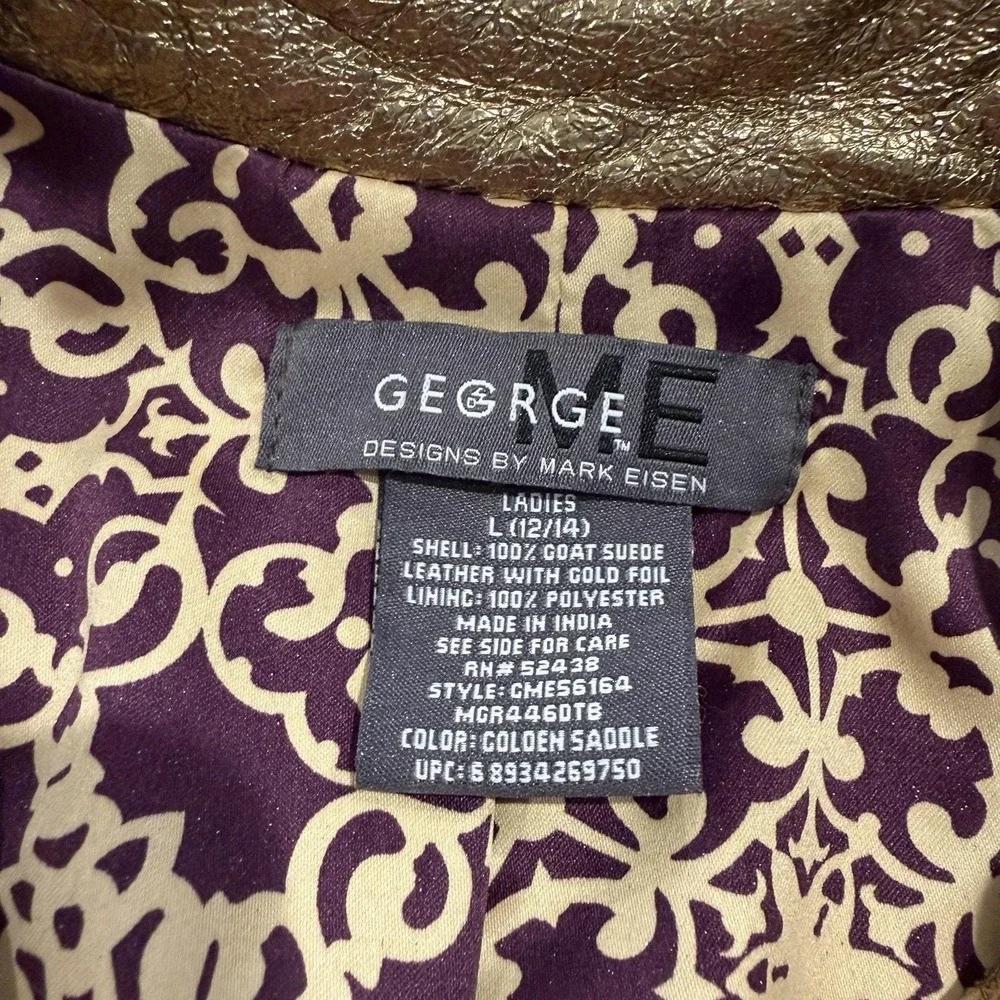 Vintage George By Mark Eisen‎ Gold Foil Goat Suede Luxe Metallic Jacket Y2K Sz L